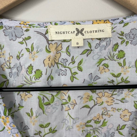 Nightcap Clothing floral bell sleeve wrap cropped top small - Picture 3 of 8
